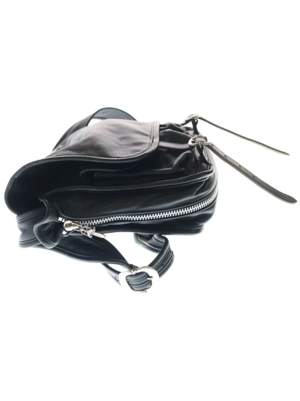 Chrome Hearts Shoulder Bag Tiny Gunslinger Strap Leather Black